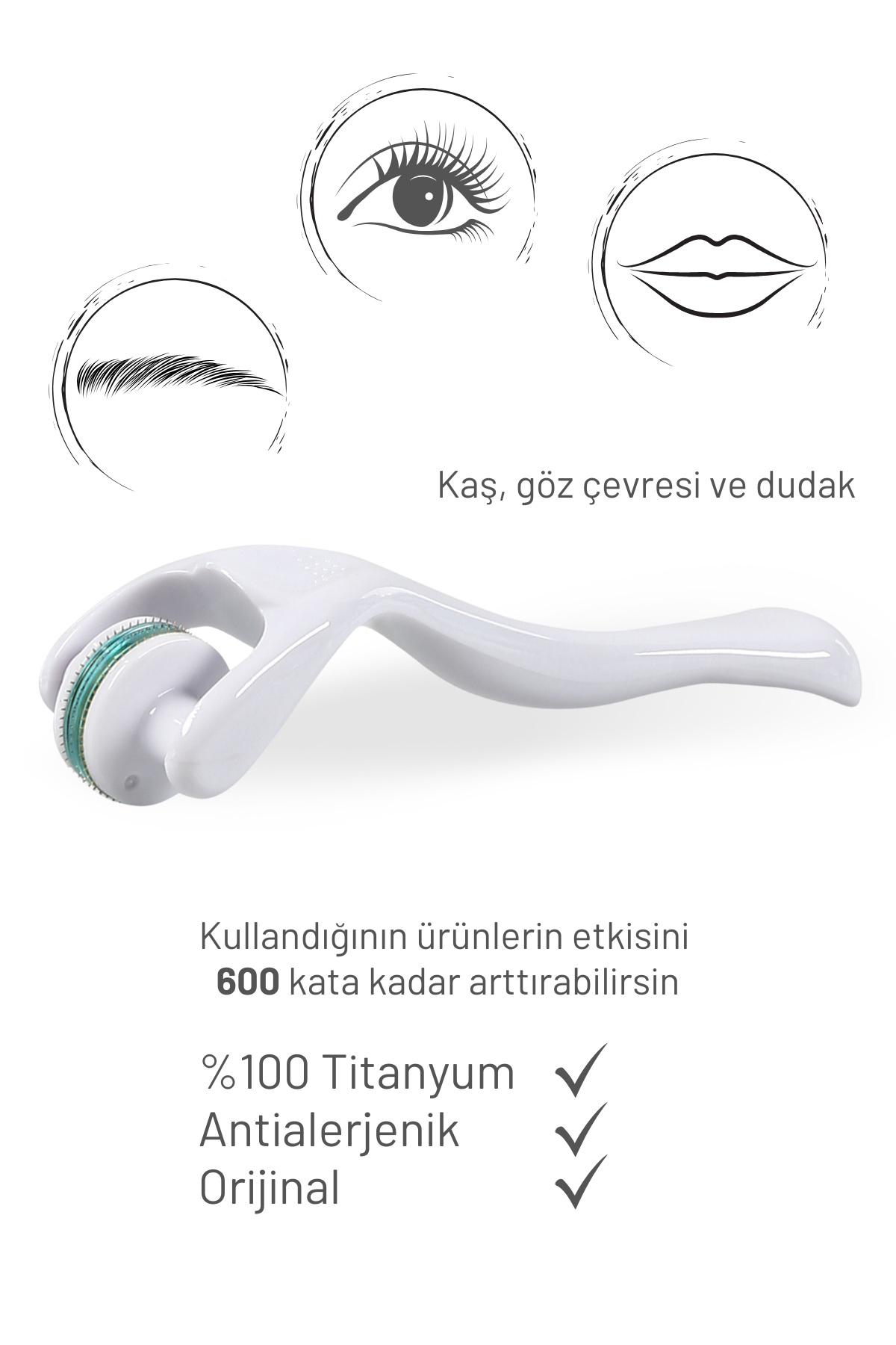 0,25mm 180 Iğneli Göz Dermaroller -%100 Titanyum